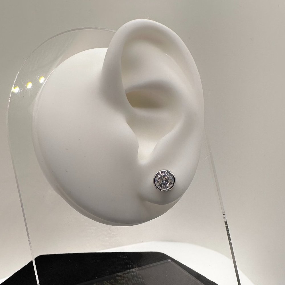 6mm Round Cut Bezel Setting CZ Stud Earrings